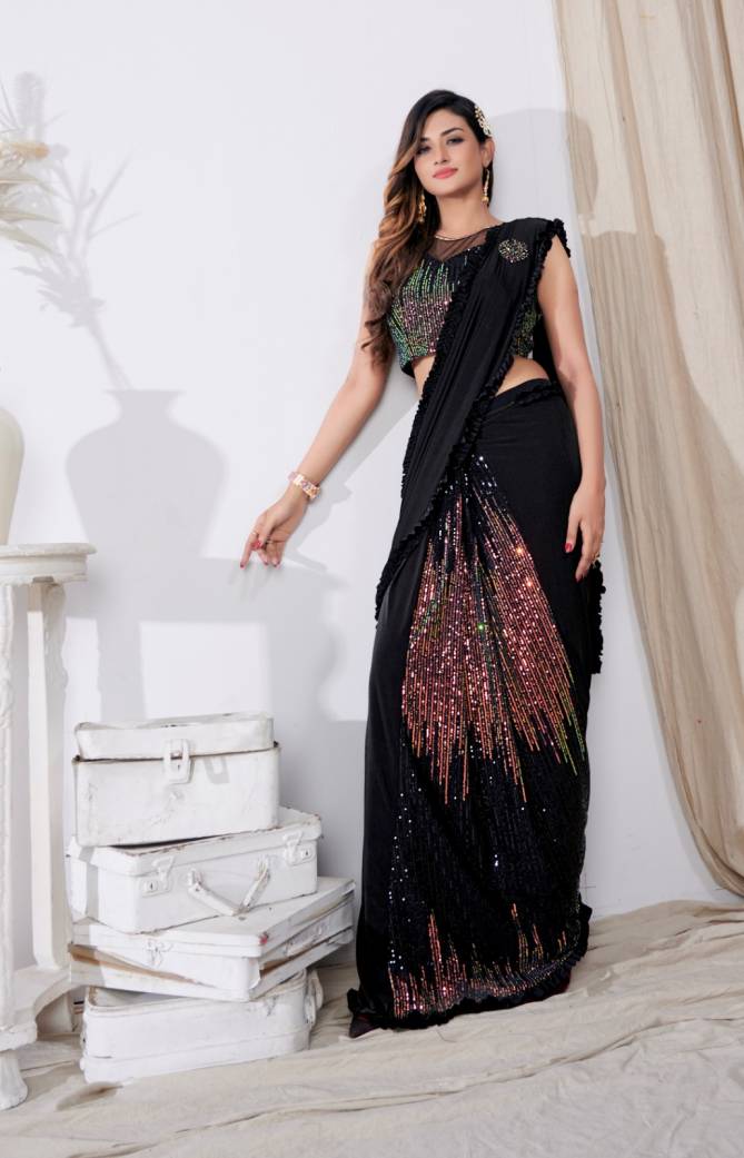 Amoha 101790 Ready To Wear Imported Lycra Desginer Party Saree Wholesale Clothing Suppliers in India