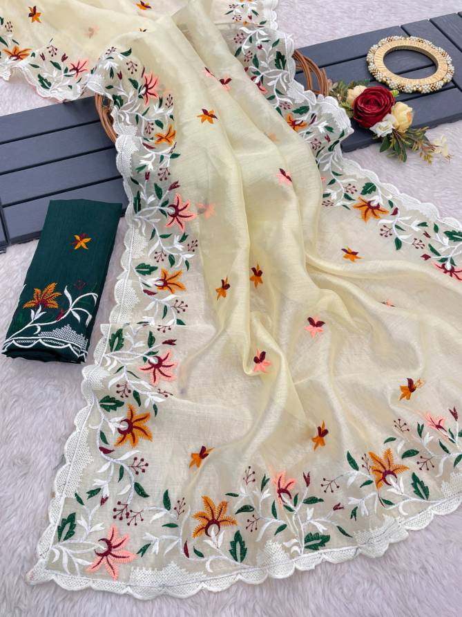Dhruvi Super Hit Treding Organiza Silk Embroidery Sarees Wholesale Market In Surat With Price