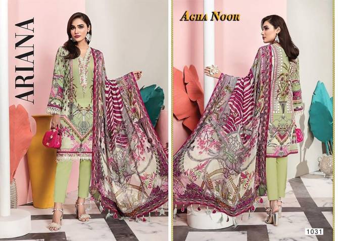 Agha Noor 3 Latest Fancy Festive Wear lawn cotton Top And Bottom With Mal Mal Printed Dupatta Karachi Dress Materials Collection