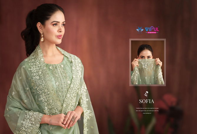 Sofia By Vipul Embroidered Organza Salwar Kameez Wholesale Market In Surat Wit Price