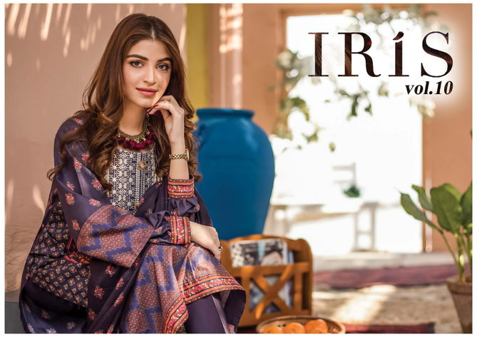 Iris 10 Latest Fancy Designer Casual Wear Cotton Readymade Karachi Dress Materials Collection
