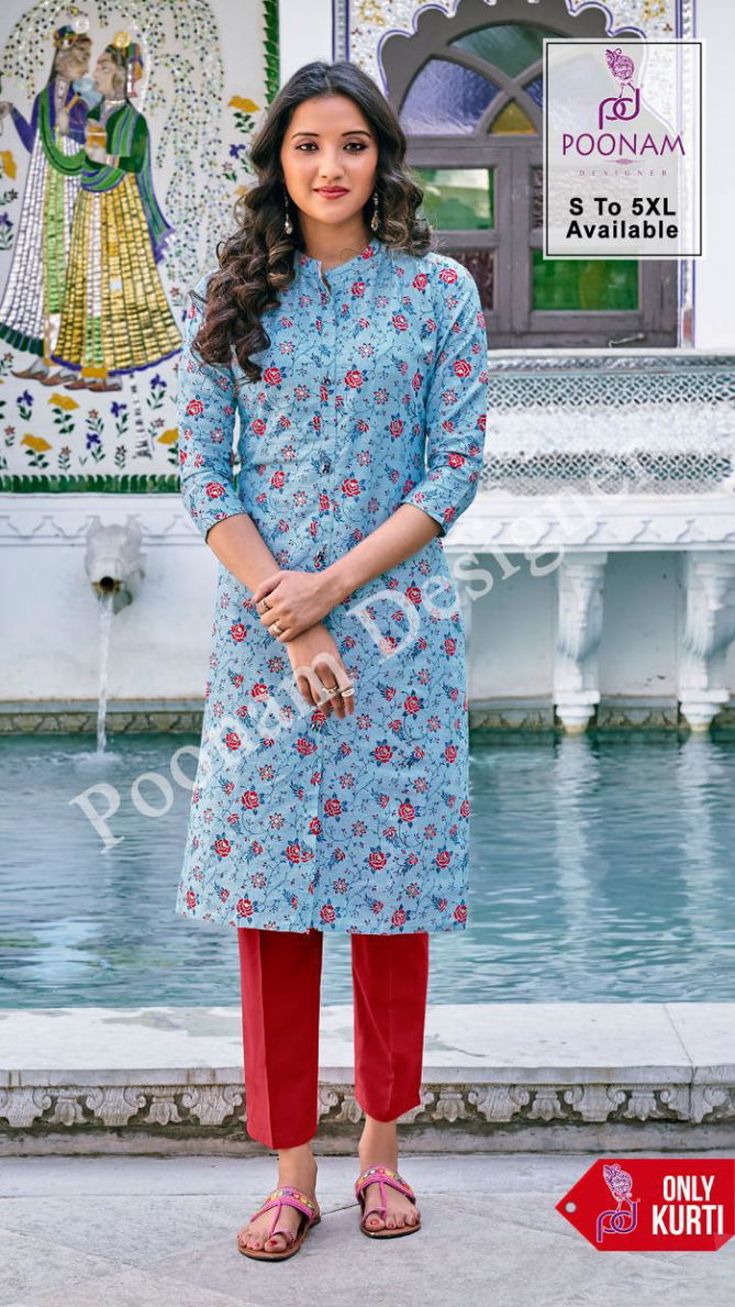 POONAM PRINT Latest Designer Fancy Festive Wear  cotton Printed Kurtis Collection 