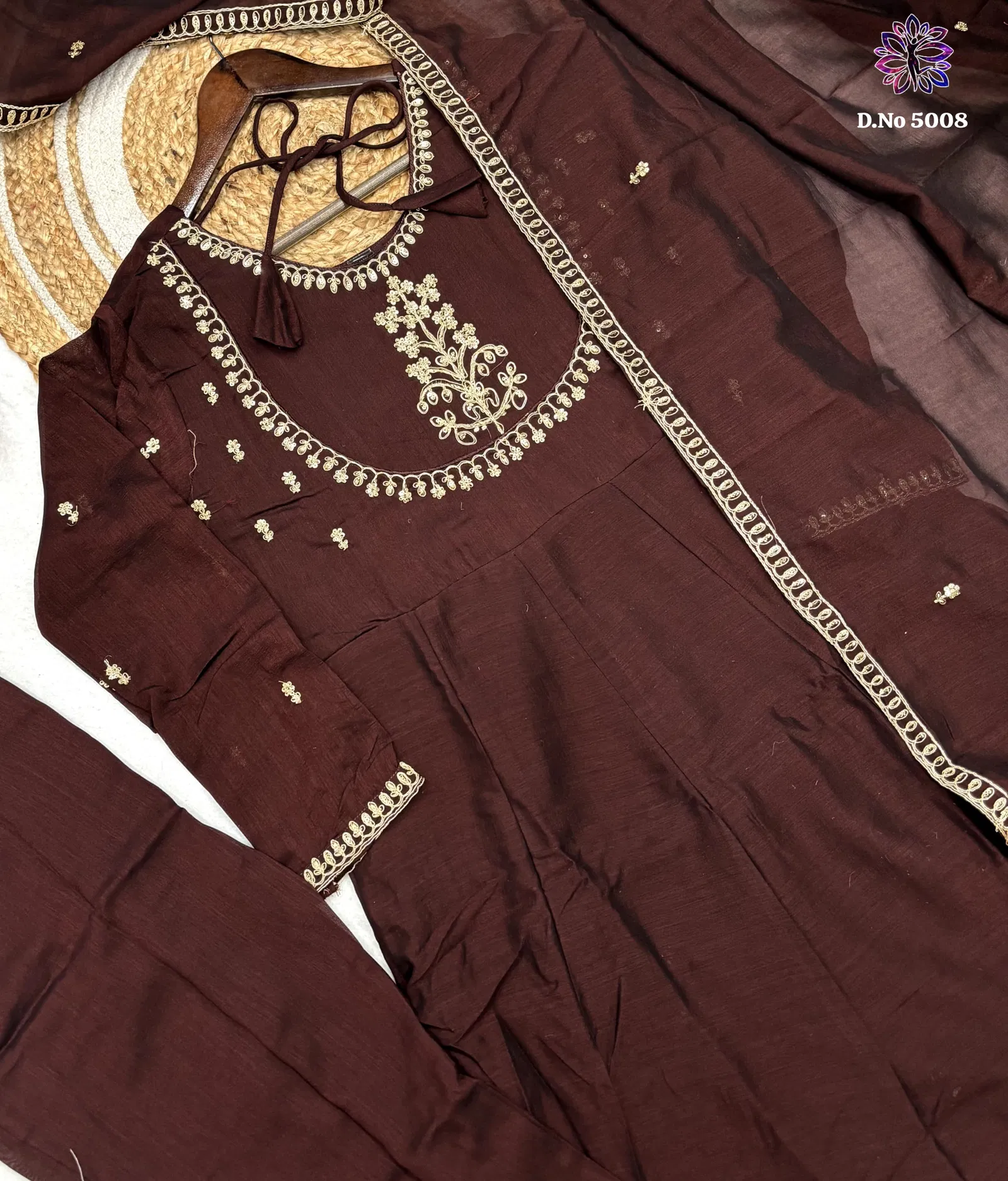 Brown Colour KF 5008 Kalaai Embroidery Kurti With Bottom Dupatta Suppliers In India