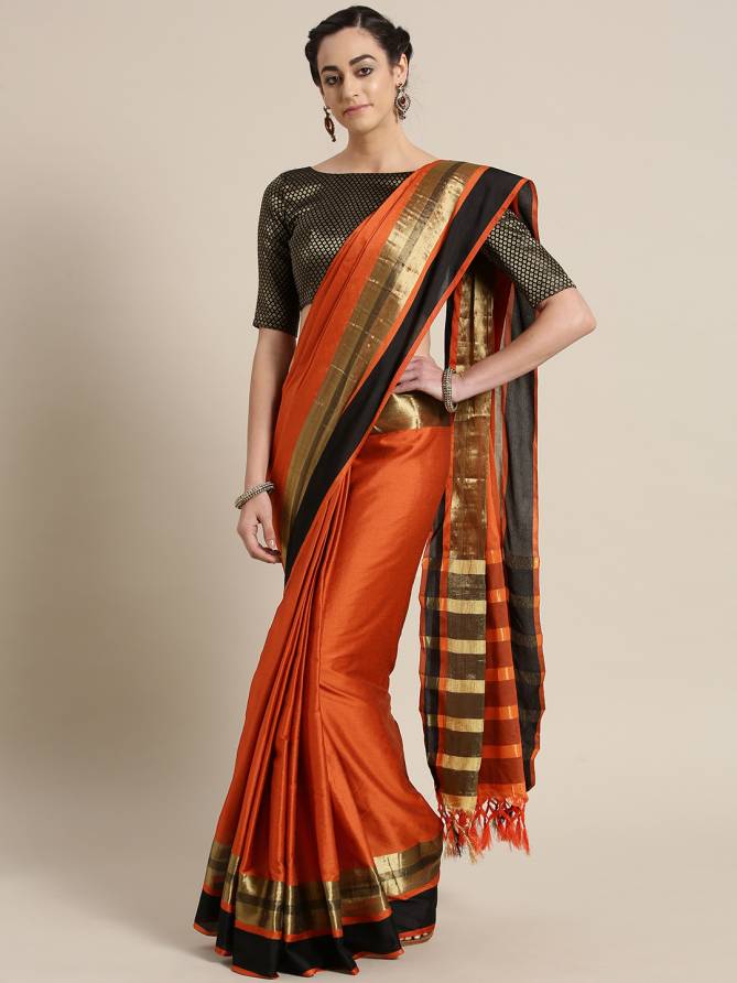 Aura 8 Latest Designer Plain Beautiful Designer Bordered Casual Wear Cotton Silk Saree Collection 
