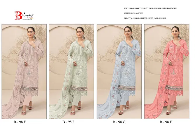 Bilqis B 98 E To H Faux Georgette Wholesale Pakistani Suits Suppliers In Mumbai