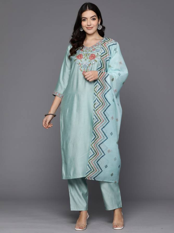 2406 By Indo Era Embroidery Kurti With Palazzo Dupatta Exporters In India
