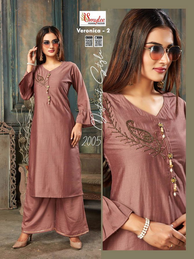 Smylee Veronica Vol 2 Latest Designer Party Wear Festive Handwork Kurtis With Plazzo Collection 