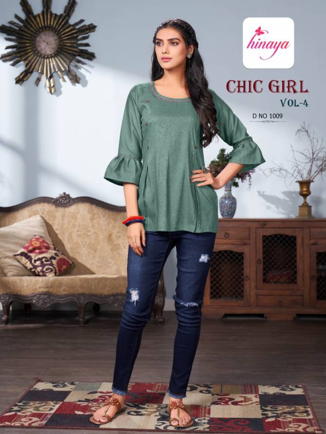Hinaya Chic Girl 4 Ethnic Wear Rayon Printed Short Top Collection