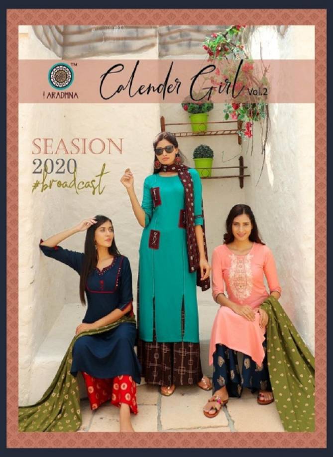 Aradhna Calendar Girl 2 Latest Designer Heavy Rayon Festive Wear Ready Made Plazzo Suit Collection
