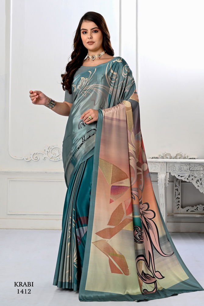 Krabi By Jivora 1404 To 1421 Crepe Digital Printed Casual Wear Surat Saree Wholesale Market