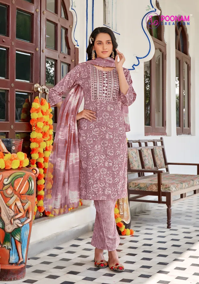 Marina Vol 5 By Poonam Capsule Foil Printed Kurti With Bottom Dupatta Exporters In India