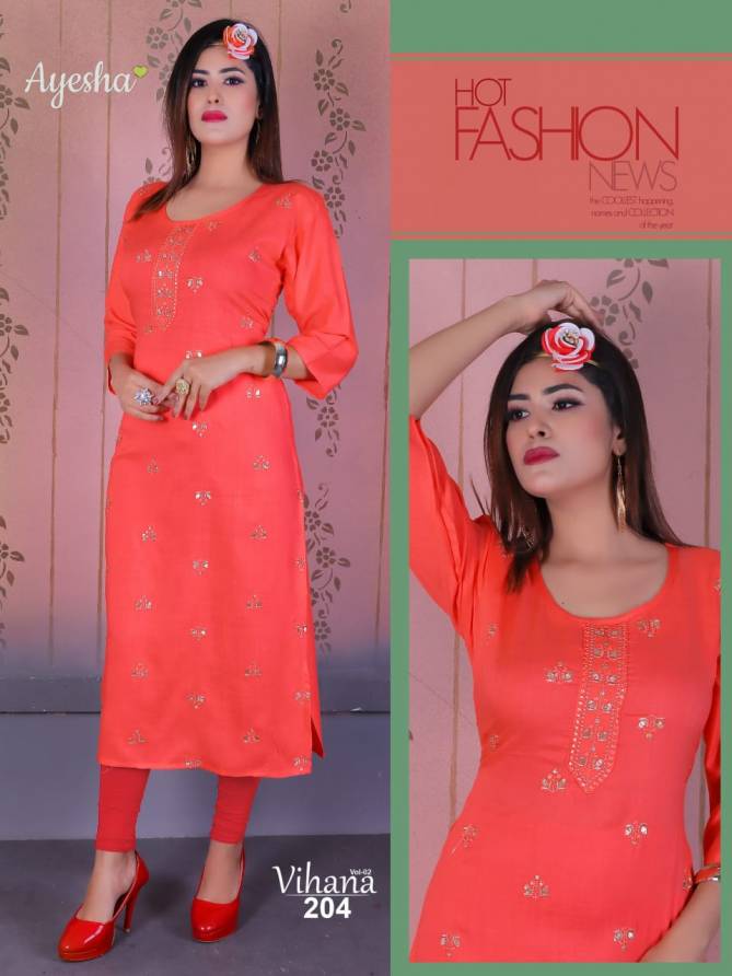 Ayesha Vihana 2 Latest Fancy Regular Casual Wear Rayon Designer Kurtis Collection
