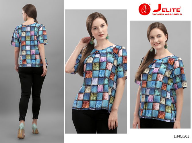 Jelite Orchid Crepe Western Latest Fancy Designer Casual Wear Western Cotton Digital Ladies Top Collection
