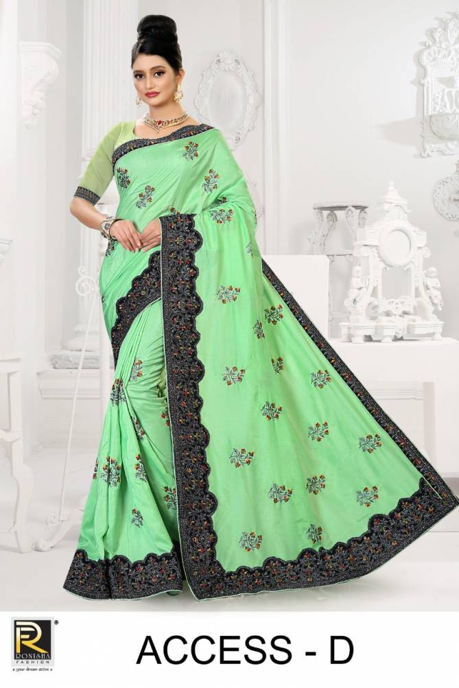 Ronisha Access Embroidery Worked Art Silk Festive Wear Saree Collection
