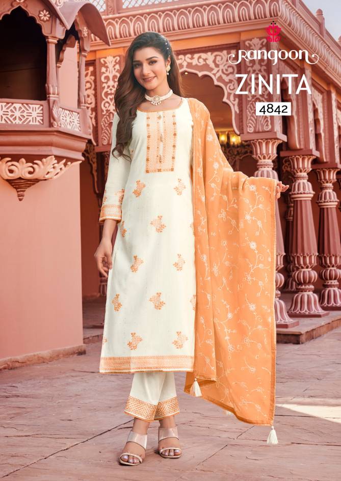 Zinita By Rangoon Cotton Jacquard Designer Readymade Suits Wholesale Price In Surat
