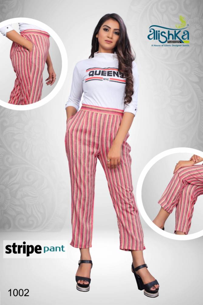 Alishka Stripe Fancy Party Wear Pant Heavy Rayon Slub Pant Collection
