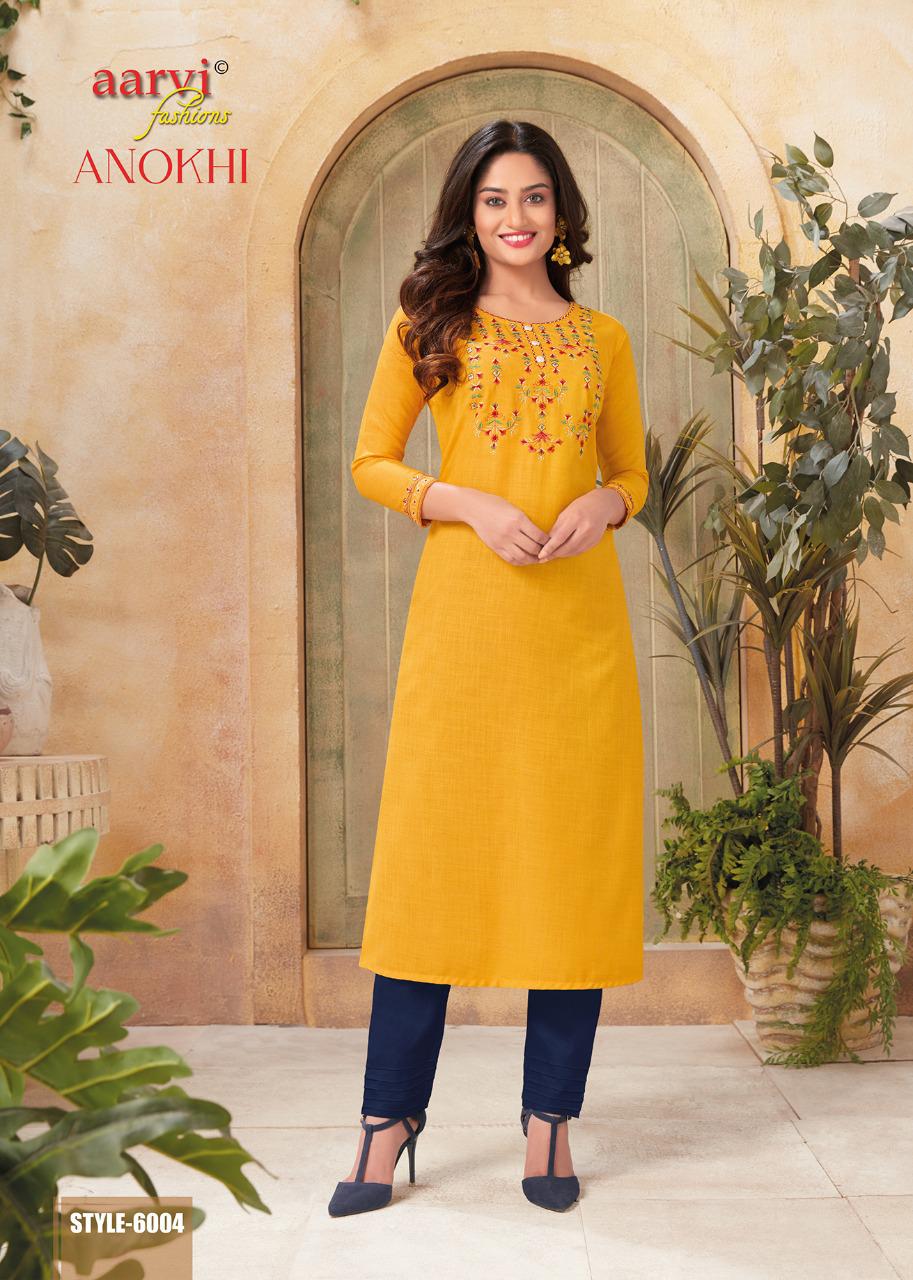 Aarvi Anokhi 1 Designer Ethnic Wear Cotton Kurti With Pant Collection