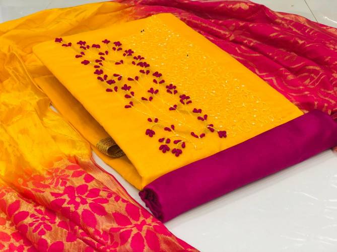 Latest Designer Festive Wear Chanderi Dress Material Collection