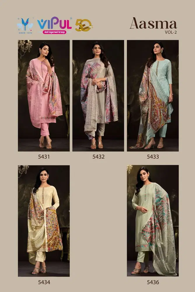 Aasma Vol 2 By Vipul Chinon Embroidery Salwar Suits Exporters In India