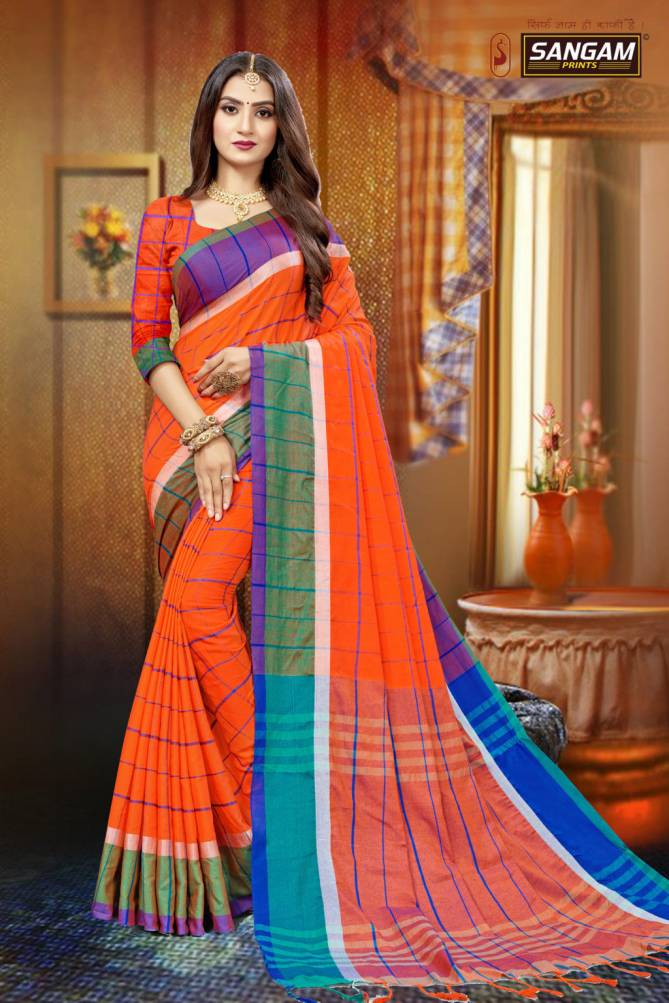 Sangam Red Carpet 1 latest fancy Designer Casual Wear Linen Cotton Sarees Collection
