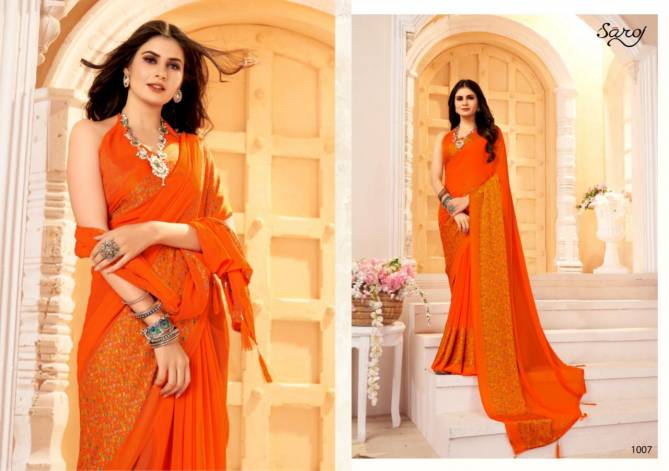 Saroj Suhani Soft Georgette Heavy Ethnic Wear Designer Printed Saree Collection
