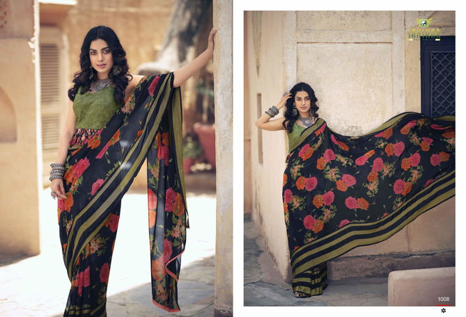 Sanskar Utsah Printed Georgette Casual Wear Sarees Collection
