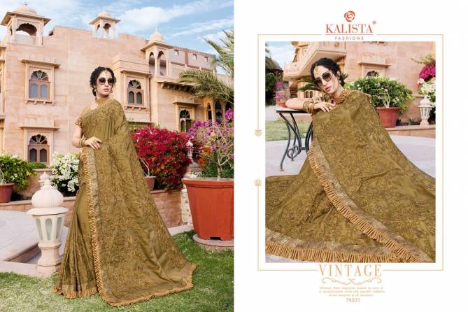 Kalista Ruaab Latest Designer Festive Wear Embroidery Work Georgette And Vichitra Silk Saree Collection 