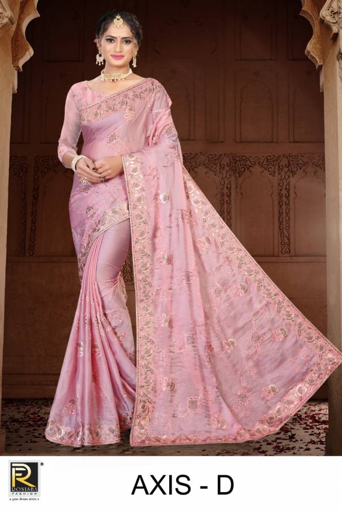 Ronisha Axis Latest Heavy Festive Wear Designer Satin Chiffon Saree Collection