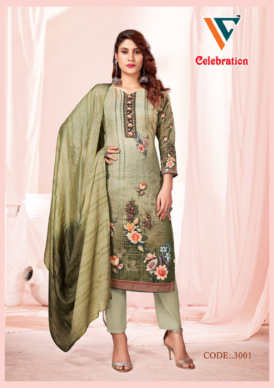 Celebration Vol 3 By Vandana C Digital Printed Squence Dress Material Exporters In India