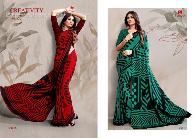 Fashion Era By Sushma Printed Crape Saree Exporters In India