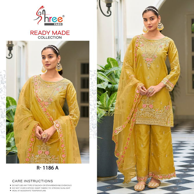 R 1186 By Shree Organza Embroidery Designer Wholesale Pakistani Suits In Surat