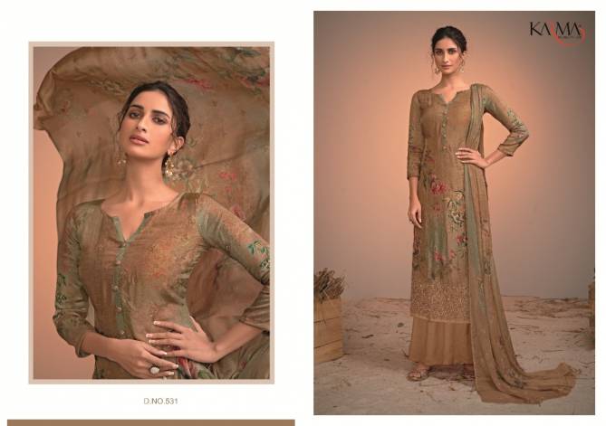 Karma Azaa 529 to 534 Series Pure Silk Jacquard Digital Print Embroidered Work Dress with Dupatta Materials Collection