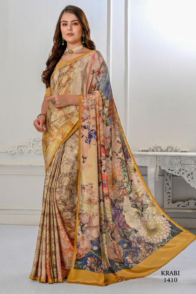 Krabi By Jivora 1404 To 1421 Crepe Digital Printed Casual Wear Surat Saree Wholesale Market