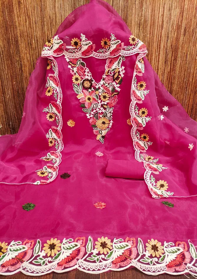 HR Organza Silk Designer Dress Material wholesale Market In Surat Price