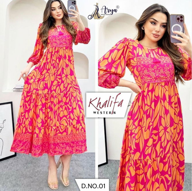 Khalifa By Arya Digital Print Stylish Designer Kurti Western Wear Catalog