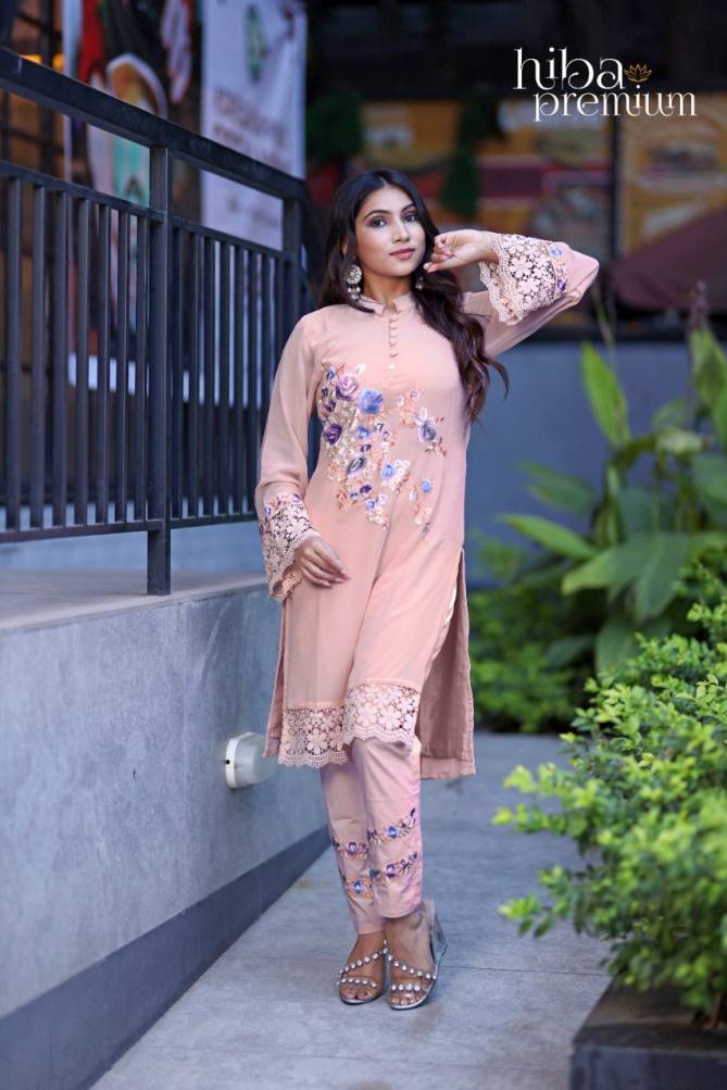 Hiba Premium Floral Latest Designer Festive Wear Collection Pure Georgette Kurti With Bottom Ready Made Suit 