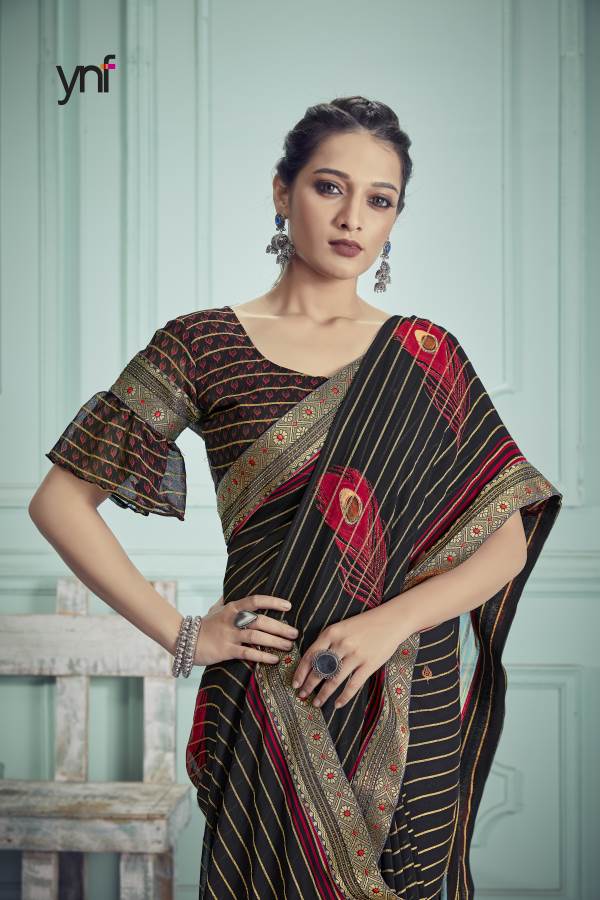 Ynf Morpankh Banaras Fancy Party Wear Georgette Designer Saree Collection