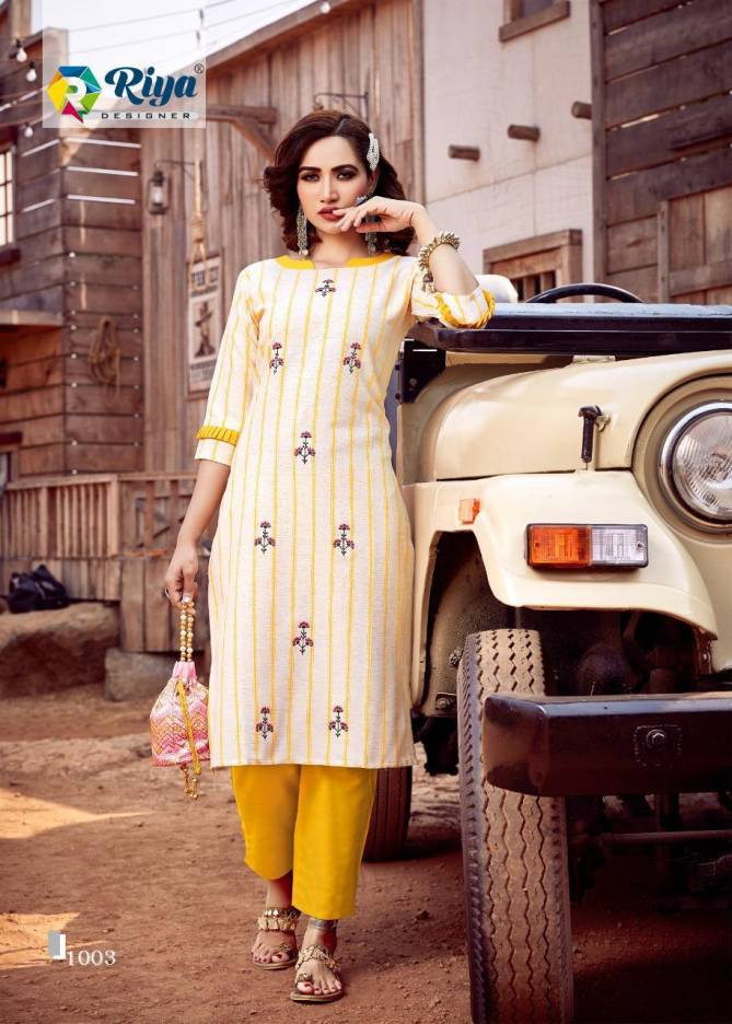 Riya Lime Light 3 Cotton Handloom Casual Wear Kurti With Bottom Collection