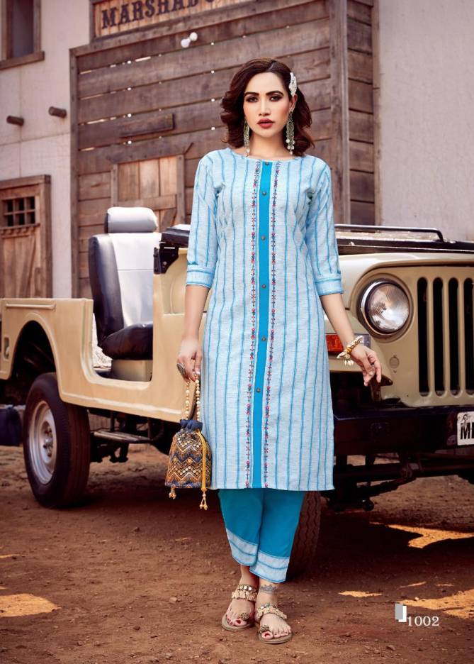 Riya Lime Light 3 Cotton Handloom Casual Wear Kurti With Bottom Collection