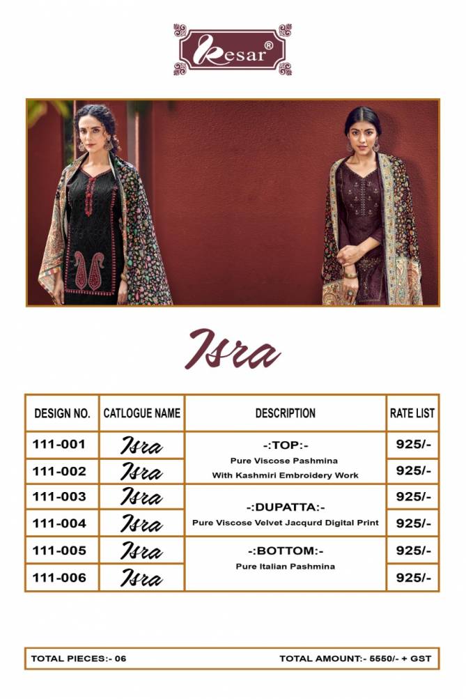 Kesar Isra Pure Viscos Pashmina Festive Wear Dress Material Collection