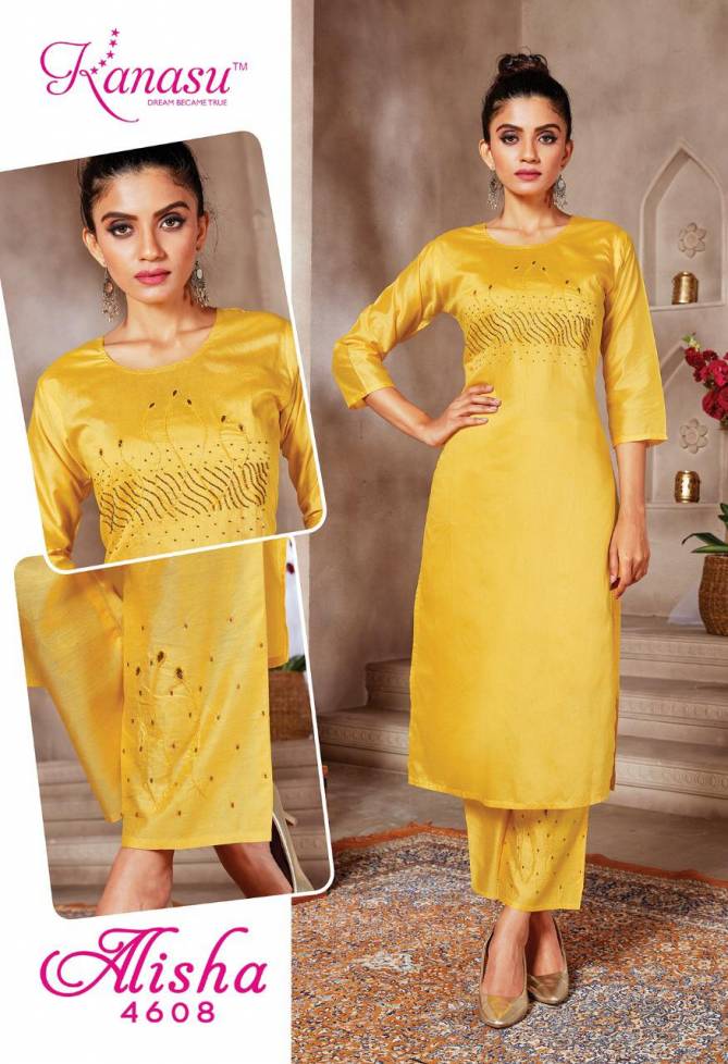 Kanasu Alisha Fancy Festive Wear Silk Kurti With Bottom Collection
