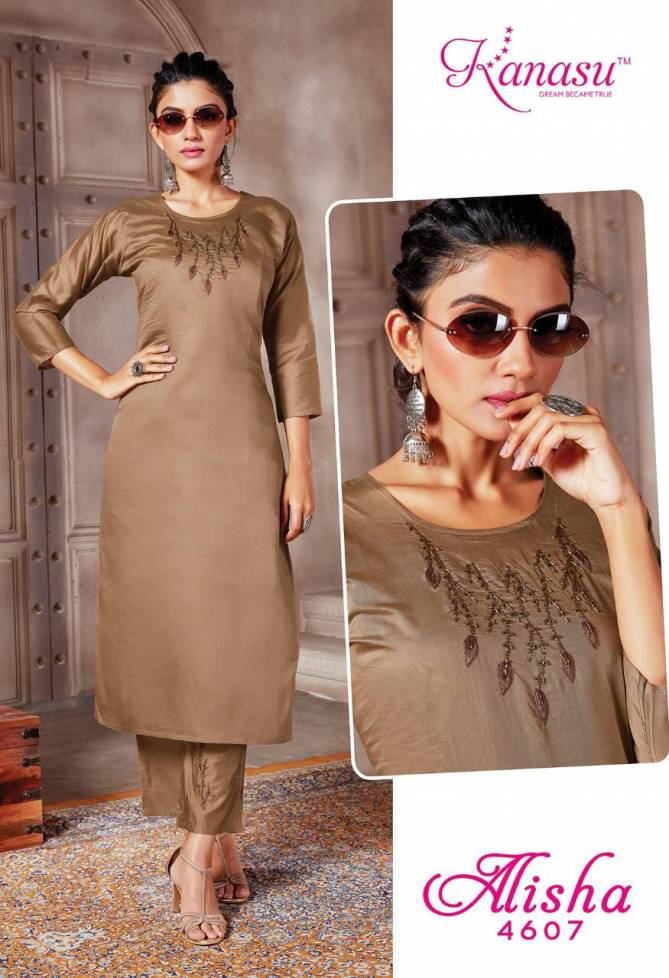Kanasu Alisha Fancy Festive Wear Silk Kurti With Bottom Collection