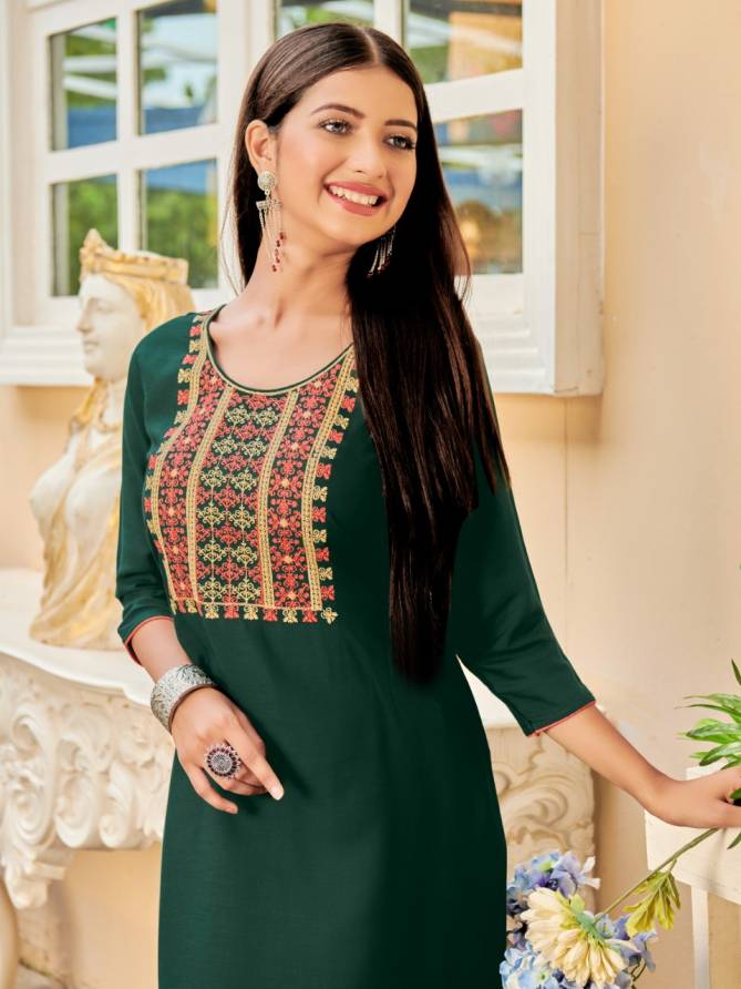 Miss India 3 Fancy Party Wear Embroidery Rayon Designer Kurti Collection