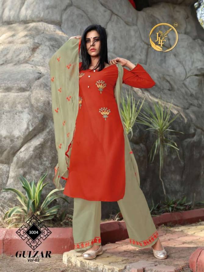 Jlf Gulzar 3 Fancy Festive Wear Rayon Embroidered Ready Made Collection