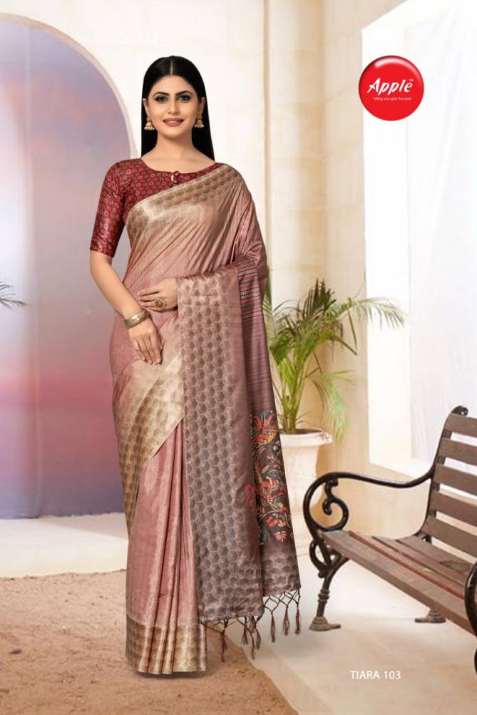 Apple Tiara Fancy Ethnic Wear Satin Silk Printed Saree Collection