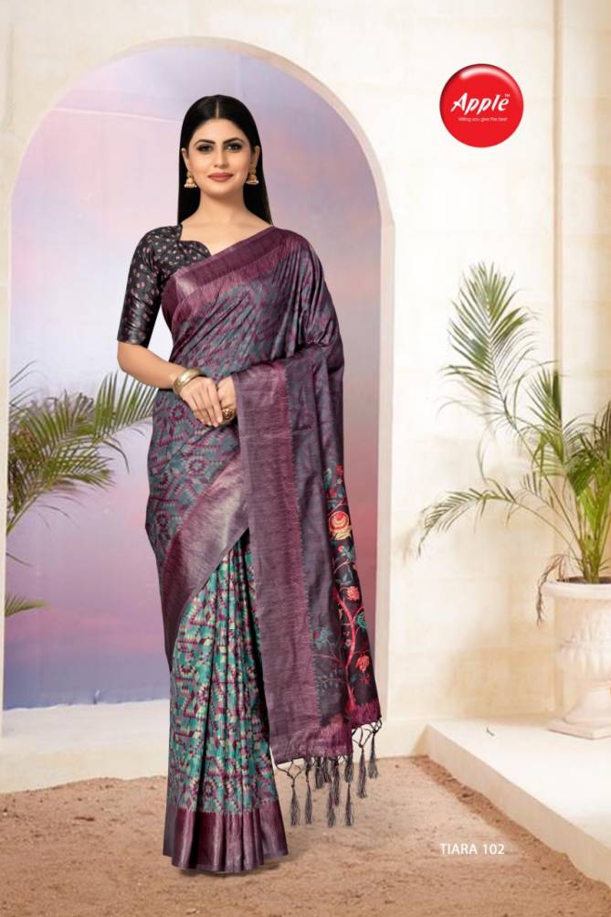 Apple Tiara Fancy Ethnic Wear Satin Silk Printed Saree Collection