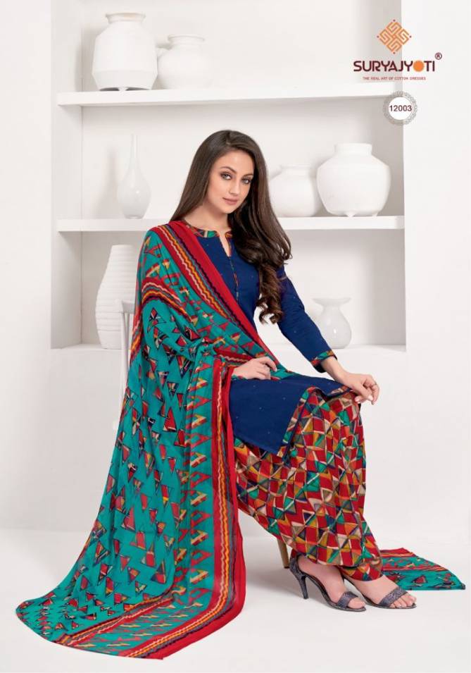 Suryajyoti Chiifon Patiala 12 Casual Wear Printed Cotton Dress Material Collection
