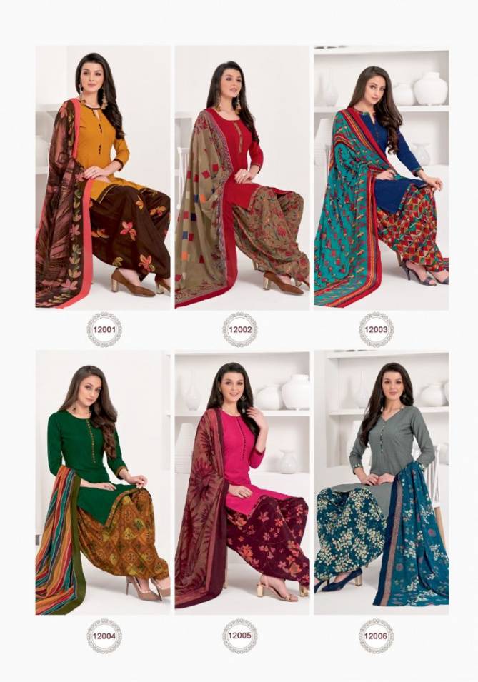Suryajyoti Chiifon Patiala 12 Casual Wear Printed Cotton Dress Material Collection