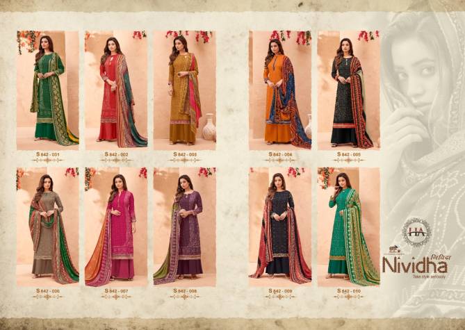 Harshit Nividha Winter Festive Wear Wool Pashmina Stylish Print Dress Collection