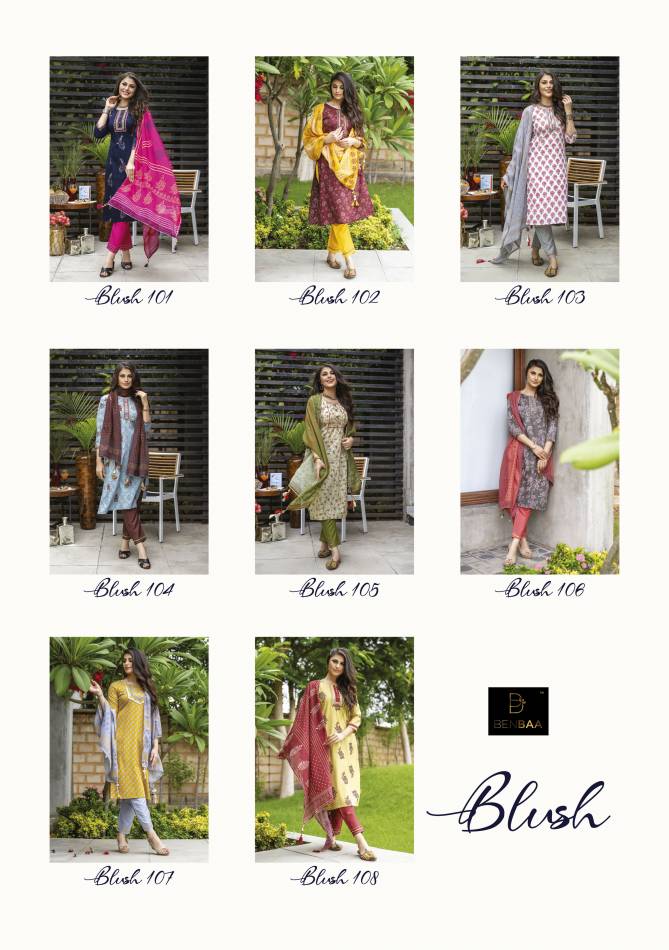 Benbaa Blush Cotton Jam Printed Ethnic Wear Designer Ready Made collection